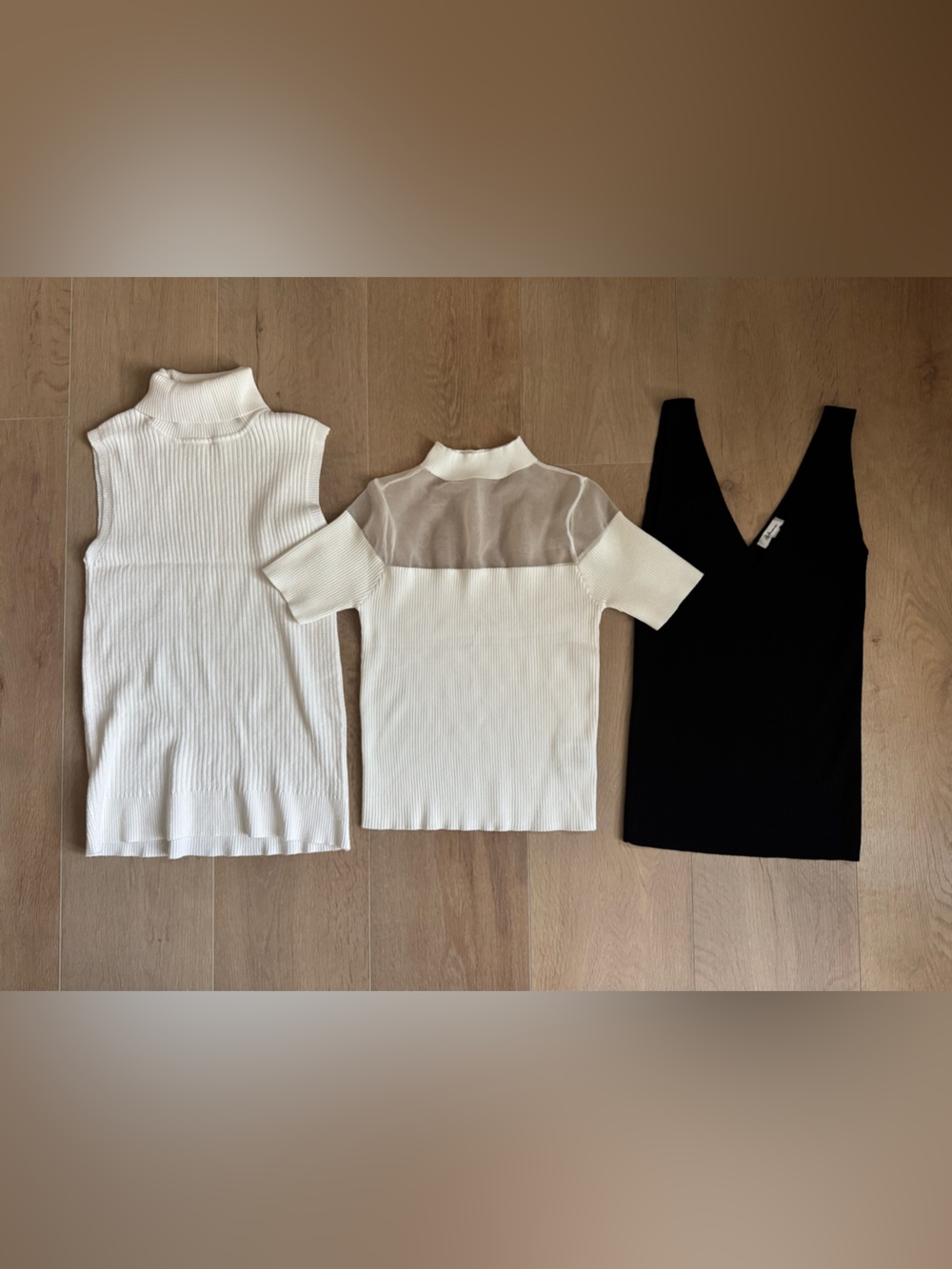 White & Black Ribbed Tank and Mock-Neck Top Set